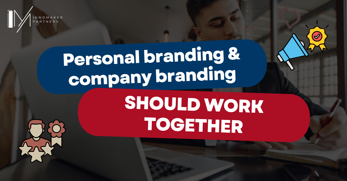 Header image about balancing personal branding and company branding for B2B startup founders